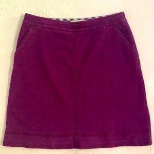 Boden Plum Corduroy A-Line Skirt